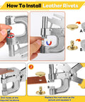 2-In-1 Leather Rivet and Magnetic Snap Fastener Kit With Pliers, 180-Piece Set installation instructions diagram