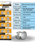 Top Shelf Eighty Pack Of One Point Five Volt Alkaline Button Watch Batteries Covers Every Ag And Lr Size You Need For Quick Fixes On Watches Remotes And Gadgets, LR1130 2-pack, specifications and compatibility listed.