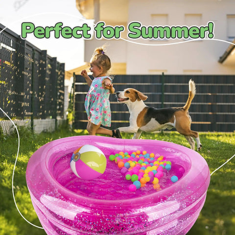 Sparkly 3 Level Inflatable Kiddie Pool For Beating The Heat In The Backyard Transparent Glitter Pool with cushioned bottom