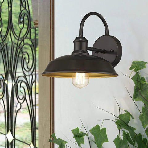 Farmhouse Barn Style Outdoor Wall Lights 4 Pack Industrial Exterior Wall Lamps In Oil Rubbed Bronze With Copper Interior, wall mounted.