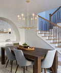 Gold Chandelier Light Fixture With Eight Lights In Modern Farmhouse Style Dope Pendant Ceiling Light for dining room setup