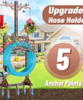 Detachable Water Hose Holder With Five Anchor Points Sturdy Freestanding Hose Reel Holds Up To 150 Ft Of Hose No Wobble