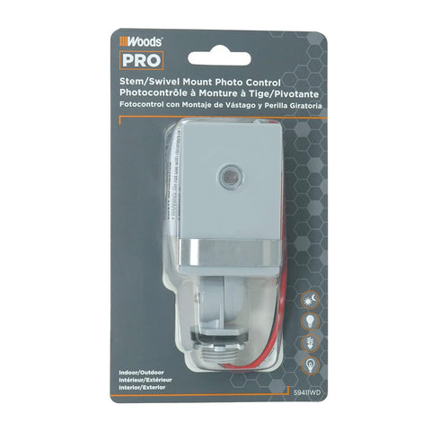 Adjustable Outdoor Swivel Light With Dusk To Dawn Photocell Switch Hardwired Stem Mount Exterior Weatherproof Lighting Control