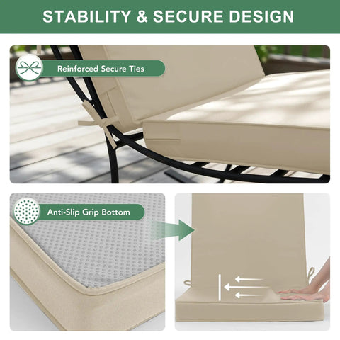 Outdoor Dining Chair Cushions 4 Pack High Back Water Resistant Patio Seat Cushions With Ties Removable Covers Non Slip Bottom Cream