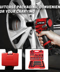 Person using Beast Half Inch Drive Impact Socket Set 72 Piece Includes 6 And 12 Point Sockets Deep And Shallow Cr V Steel Metric And SAE