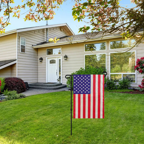 American Garden Flag 12x18 Inches Double Sided Burlap Stars And Stripes Weatherproof Patriotic USA Flag in yard