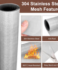 Heavy Duty 304 Stainless Steel Mesh Screen 200 Mesh for DIY Projects and Garden Use, showing rustproof and heat-resistant features.