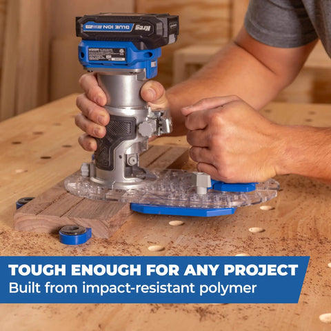 Top Shelf Trim Router Edge Guide With An Ergonomic Grip For Bullseye Precision On Standard Wood Routers, used on wood.