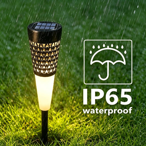 Solar Torch Lights Outdoor With Flickering Flame For Pathways And Garden Waterproof Landscape Lighting in rain, IP65 rating