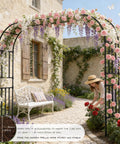 Square Tube Garden Arch Trellis For Climbing Plants Outdoor Metal Arbor Black 126 Inch Wide 98 Inch High with roses and vines