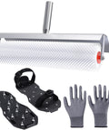 20 Inch Spiked Roller Kit With Adjustable Handle, Cover, Spiked Shoes, And Gloves for Epoxy, Cement, Concrete floors