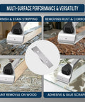 Carbide Scraper Replacement Blades 2.38 Inches 60 By 12 By 1.5 mm Double Edged Reversible shown in various scraping applications