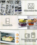 10 Pack Glass Meal Prep Containers With Lids Airtight Snap Locking Lids Clear Borosilicate Storage Bowls in dishwasher, freezer, oven