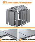 Resin Storage Shed 4x6 With Floor, Weatherproof Outdoor Plastic Tool Shed With Sloped Roof, Built In Vents And Padlock Ready Door assembly