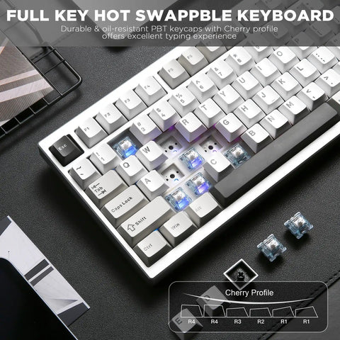 Slick Pro Wireless Aluminum 75 Percent Mechanical Keyboard With Custom LCD Display Gateron Zero Switches And Killer RGB Lighting For Your Daily Driver Rig, hot swappable with PBT keycaps.