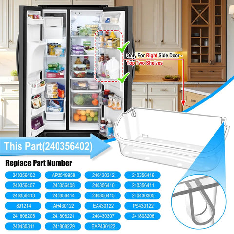 2 Pack Beefed Up Refrigerator Door Bin Replacement For Side By Side Models With Top Shelves Only Fits 15.38 Inch Long 5 Inch High 6.65