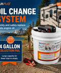 12V Portable Oil Change System For Boats And RVs, High Flow Oil Evacuator Pump with 4 Gallon Tank, outdoor RV setting.