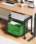 Under Desk Storage Organizer With Drawer Rolling File Cabinet Adjustable Tabletop Double Tier Industrial Shelves On Fixed Feet Wheels Sofa Side Table For Home And Office Black under desk with printer