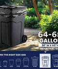 Beefy 64 To 65 Gallon Black Trash Bags Heavy Duty Toter Can Liners on trash can outdoor setting