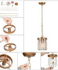 Beaded Chandelier Farmhouse Pendant Light With Antique Gold Finish And White Wood Beads For Dining Room Foyer Bedroom Or Kitchen 6 Inch Diameter Boho Chic Warm Glow, assembly steps