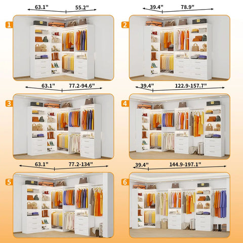 Max Out Your Closet Space With This Expandable L Shaped Corner Closet System For Walk In Closets featuring modular setup with drawers and shelves