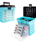 Portable Tool Box With Removable Drawers And Customizable Compartments For Hardware Tackle Beads And Crafts A Handy Grab And Go Organizer For Home Shop And Field Light Blue