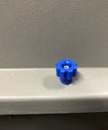 Drop In Hardware Upgrade For Plastic Pet Carriers And Portable Dog Crates Featuring Sixteen Bad Boy Seven Eighth Inch Steel Bolts Matched With No Sweat Blue Thumb Screws That Snap Tight Without A Single Fuss - close-up of blue thumb screw.