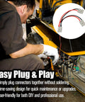 50 Amp Dual Y Splitter Plug for Battery Power Connectors 1 to 2 Cable with 6mm Wire, Forklift Charger and Lithium Battery Transfer, Ideal for Electric Vehicles, Boats, RVs, and Portable Power Systems being installed on a forklift