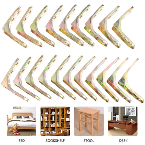 Beefy Right Angle Corner Brackets Set Twenty Pack Iron Shelf Support for Furniture Cabinets Tables and Chairs, Corrosion Resistant