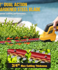 4-In-1 Cordless Pole Hedge Trimmer With 2x3000mAh Batteries, 16 Ft Reach, 180-Degree Adjustable Head, dual-action 12-inch blades cutting shrubs