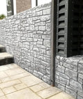 Pro Grade Polyurethane Stone Texture Stamp Set For Concrete Realistic Granite Chipped Look on wall and steps for decorative finish.