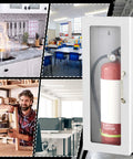 White Steel Fire Extinguisher Cabinet With Projecting Sign And Arrow, Wall Or Surface Mount For 10 Lb Dry Chemical Extinguishers, Built Tough For Industrial And Residential Use