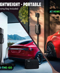 Chill Plug And Play Level 2 Ev Charger For Tesla Featuring 32 Amp Fast Charge, 25 Ft Cable and carrying bag, at home and on-the-go.