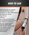 Instructions on how to use a Paintable Acrylic Latex Caulk For Multi Surface Use White 10.1 Oz 12 Pack, showing application on a wall.