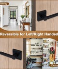 Single Sided Dummy Door Handle For Closet Or Pantry No Turning Matte Black Reversible Interior Push Pull Lever HD1601-DB-Dummy-4P, Easy In And Out Door Hardware For Cabinets And Rooms on hallway door