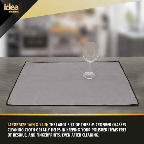 Idea Home microfiber cleaning cloths, large 16 x 24, gray, 2-pack for glass polishing and drying