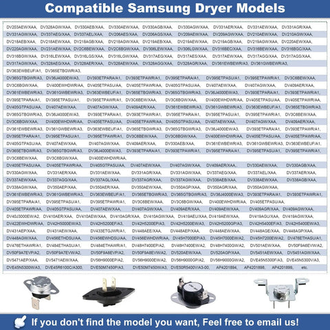 Dryer Thermal Fuse Kit Including DC47-00016A Cutoff DC96-00887A Thermostat DC32-00007A Thermistor DC47-00018A Thermostat Samsung model list