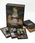 The Beloved Dead Oracle Deck & Guidebook For Divine Ancestral Wisdom, 82 Cards And 144 Page Full Color Manual, displayed with cards.