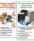 Comparison of separate supplies vs. 302 Pcs Trading Card Shipping Supplies Kit Ready To Ship With Heavy Duty Bubble Mailers And Card Sleeves.