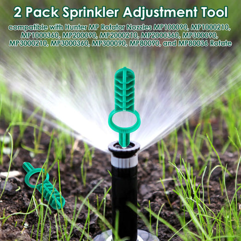 2 Pack Sprinkler Adjustment Tool For Hunter MP Rotator Heads And MP10 Nozzles in use adjusting lawn irrigation nozzle