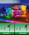 2 Pack RGB Solar Spotlights Outdoor Waterproof Color Changing Landscape Lighting With 9 Lighting Options for backyard