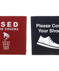 Foldable Shoe Cover Boxes With Please Cover Your Shoes Sign Blue And Red Set For Realtors Real Estate Pros And Offices