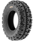 Set Of 4 ATV UTV Knobby Sport Tires Front 21x7-10 Rear 20x11-9 6 Ply Tubeless A027 tire close-up showing tread pattern