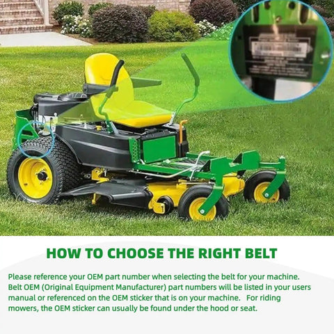 Lawn mower with instructions for selecting Traction Drive Belt For TimeMaster 30 Inch Lawn Mowers Replacement Belt Size Three Eighths Inch