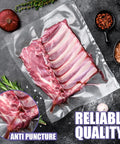 Raw pork ribs in 200 Count 8x12 Vacuum Sealer Bags BPA Free Precut for Food Storage Meal Prep Sous Vide and Freezer Microwave Safe