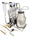 Electric Milking Machine For Cows And Goats, 110V Oil-Free Vacuum Pump Milker, 25L Stainless Steel Bucket with cleaning brush