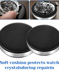 Two Piece Leather Watch Cushion Set With Round Movement Holder Non Slip Watchmaking Tools For Movement Changing And Battery Repair