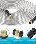 Heavy Duty Metal Garden Hose With Stainless Steel Braided Construction, One Hundred Foot Length, Three Quarter Inch GHT