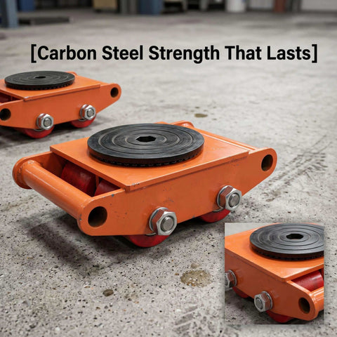 Heavy Duty Machinery Dolly For Industrial Equipment, Reinforced Carbon Steel Cart With 360 Degree Swivel And Four Large Casters, Durable Mobility For Concrete, Gravel, And Uneven Floors, Warehouse Moving And Heavy Load Transport on concrete floor