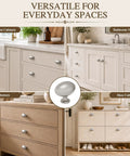 Premium 2 Pack Oval Cabinet Knobs And Drawer Pull Handles Featuring Slick Brushed Nickel Finish, showcased on kitchen and bathroom furniture.